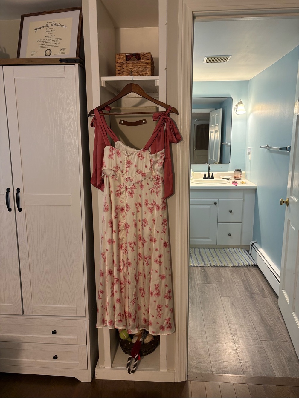 Francesca's White Floral Slip Dress with Pink Bloom Print - Picture 5 of 6